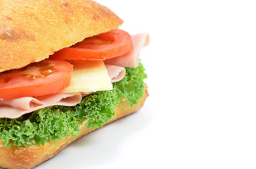 Isolated Ham and Cheese Roll