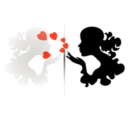 girl sends an air kiss