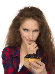 Country stile woman with cake