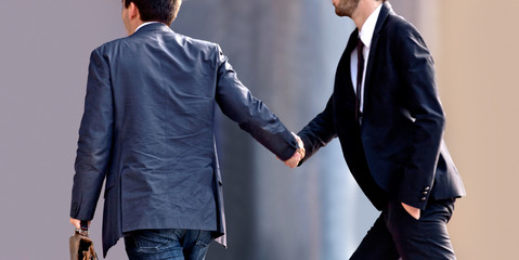 Handshake of two businessmen. Agreement.
