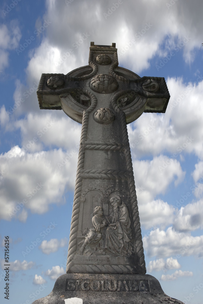 Poster grey saint Columba memorial celtic cross