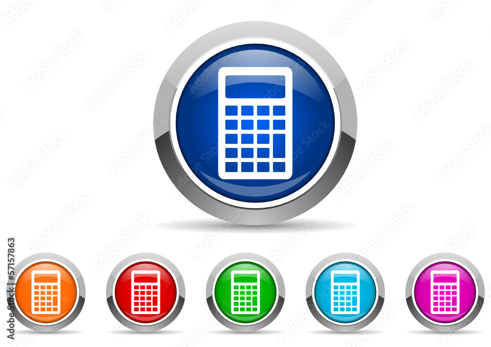 Poster calculator icon vector set