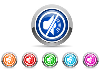 mute icon vector set