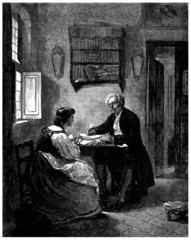 Burgess : Father & Daughter talking - 19th century