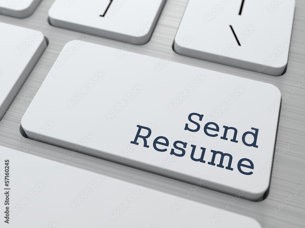 Poster white keyboard with send resume button.