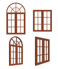Set of closed wooden windows.