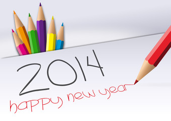 Happy New Year 2014 crayons