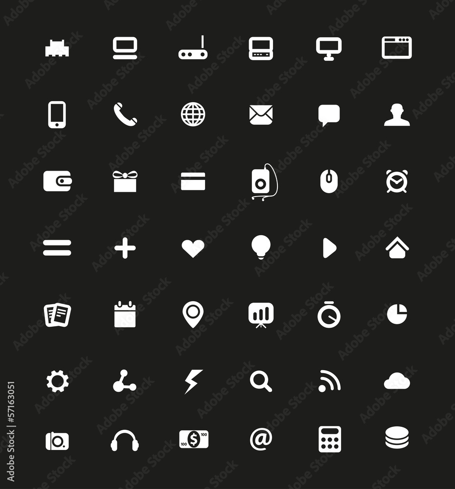 Aufkleber simple white web navigation pictograms collection