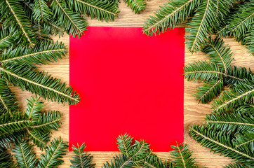 Fototapeta na wymiar Christmas spruce frame