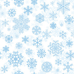 Christmas seamless pattern with cyan snowflakes