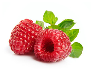 Sweet raspberry with leafs