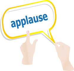 hands holding abstract cloud with applause word