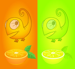 Card lemon and orange