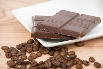 Coffee beans and chocolate