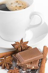 coffee with chocolate and dry breakfast