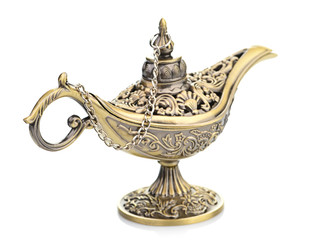 Aladdin magic lamp isolated on white
