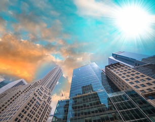 Hi-Rise Skyscrapers with sunset sky © jovannig