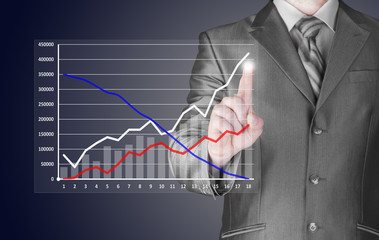 businessman with financial symbols