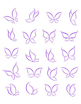 Butterfly silhouettes set