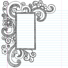 Rectangle Doodle Frame Border Sketchy Back to School Doodles