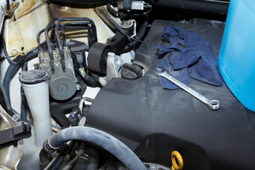 Fototapeta premium Broken car engine