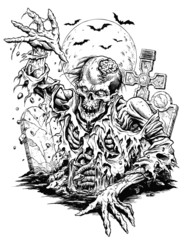 Zombie Comic Illustration Line Art - 57172235