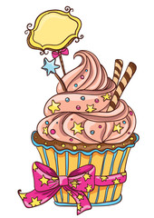 Cupcake with stars and bow