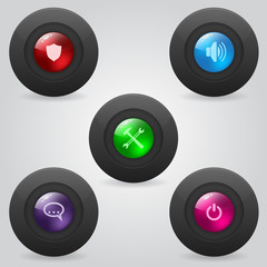 Matte web buttons with shiny inner spheres