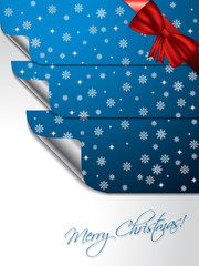 Blue greeting card with stickers shaping christmas tree