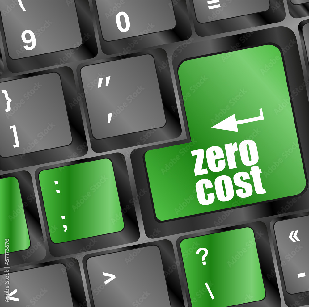 Poster zero cost button on computer keyboard key