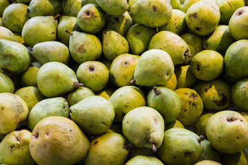 fresh pears at market.