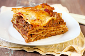 Piece of homemade lasagna