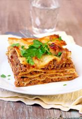 homemade lasagna on plate