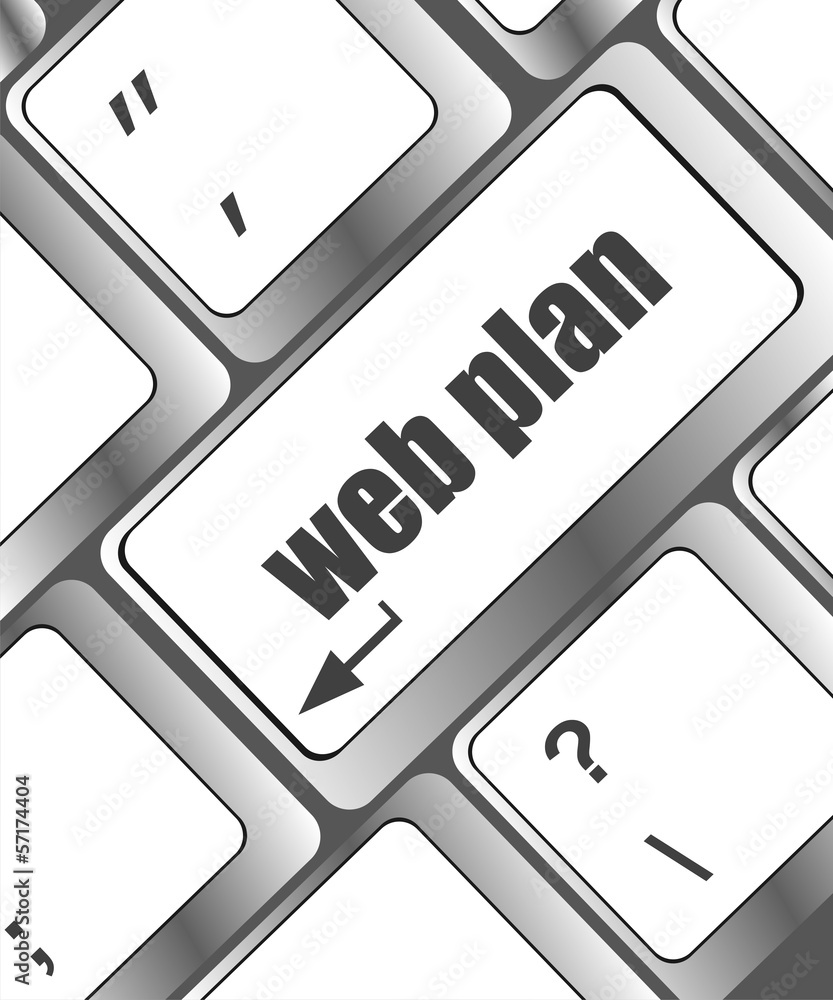 Poster web plan concept with key on computer keyboard