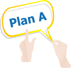 hands holding abstract cloud with plan a word