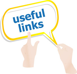hands holding abstract cloud with useful links word