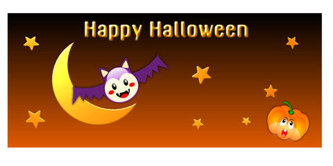 Halloween timeline with bat, moon and pumpkin