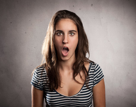 young woman with surprise expression