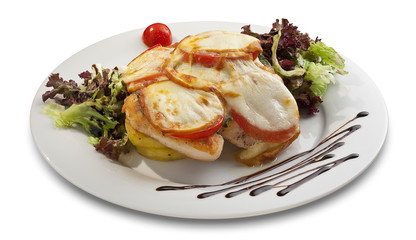 grilled chicken with melted cheese and vegetables_1