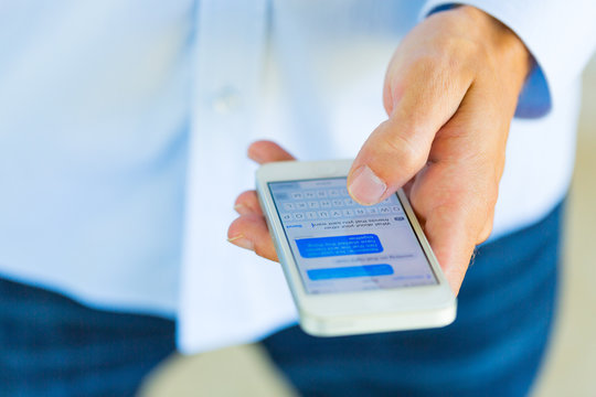 Man Using Smart Phone, Texting