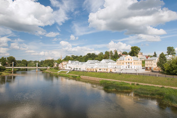 City Torzhok, Tver region. View of the city and river Tvertsa