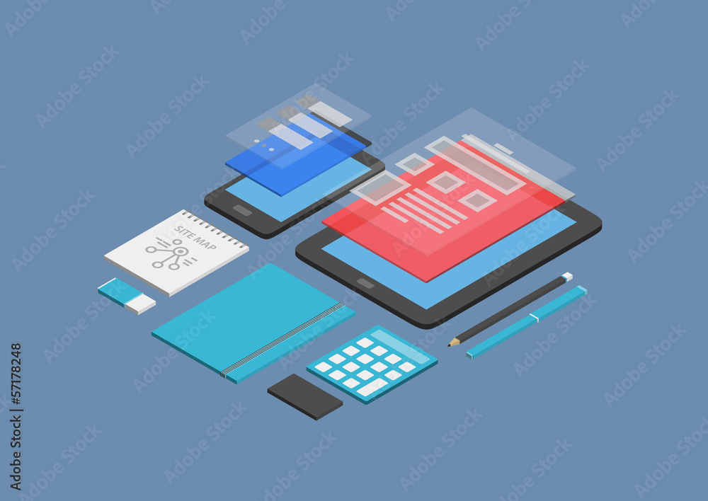 Poster mobile web design and development illustration