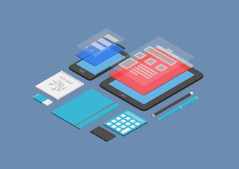 Mobile web design and development illustration