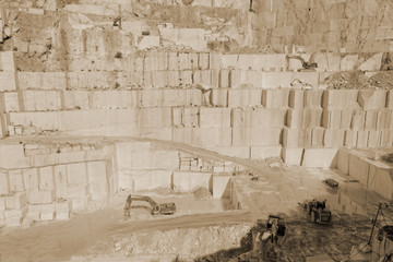 Thassos white marble quarry sepia