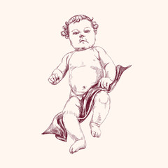 baby in diapers hand drawn vector llustration