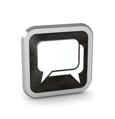black dialog icon on a white background