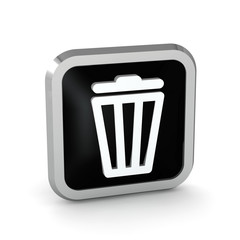 black trash bin icon on a white background