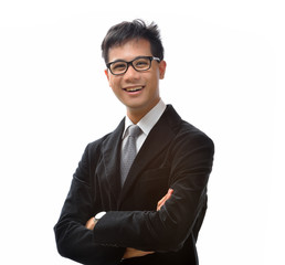 Young Asian business man isolated on white background
