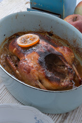  duck with dumplings and pickled plum