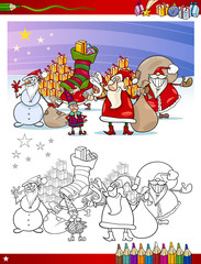 santa claus group coloring page